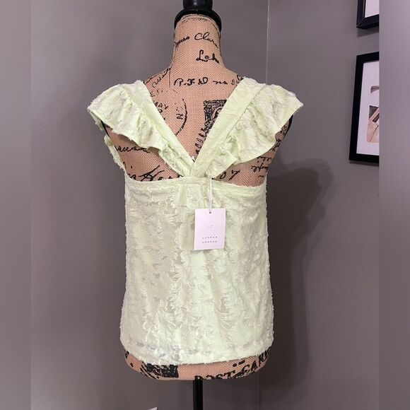 4/$25 LC Lauren Conrad bright neon textured tank top ruffle xs summer travel - Picture 6 of 6